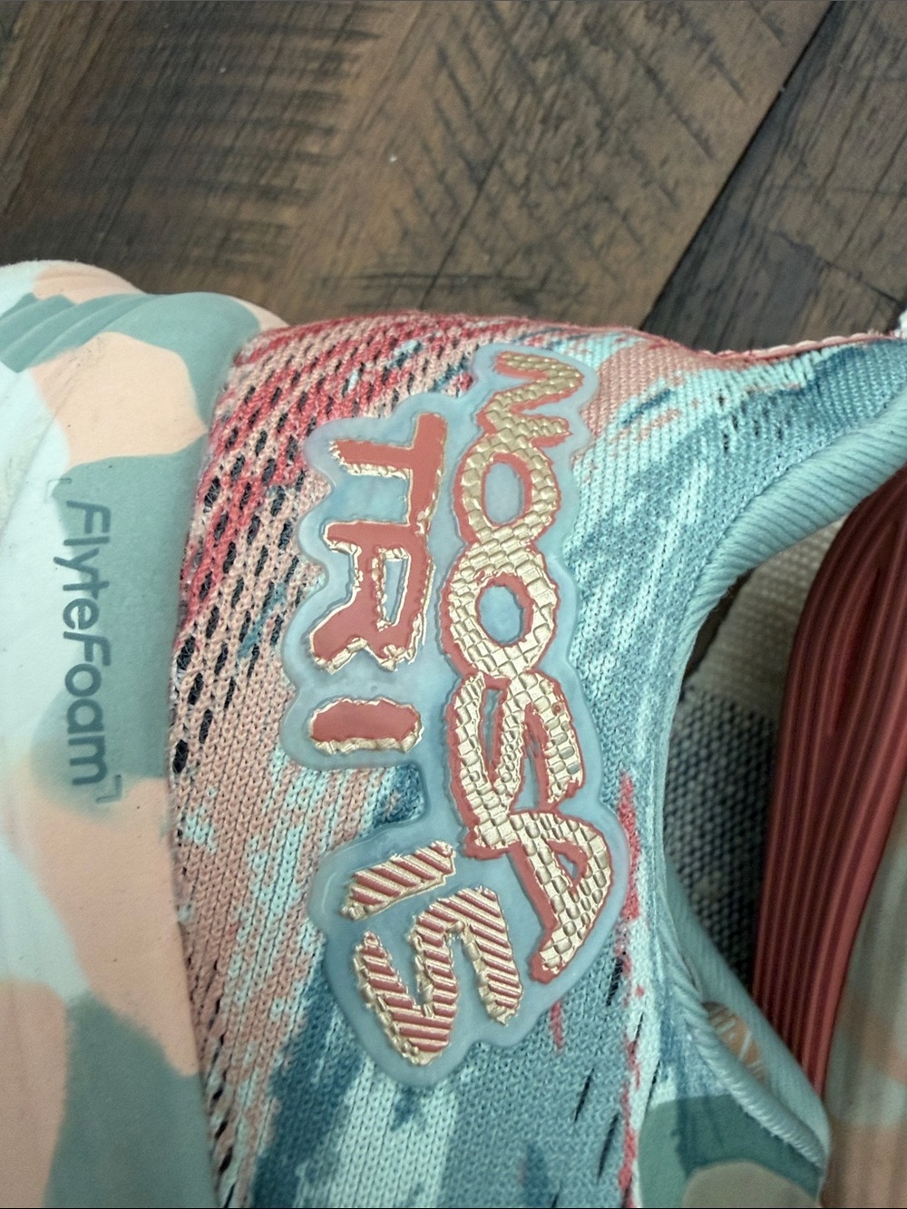 Asics Women's Light Aqua and Coral Lace-Up Running Sneakers - Picture 7 of 9